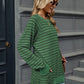 Pocketed Striped Round Neck Long Sleeve T-Shirt