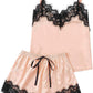 Lace Detail Spaghetti Strap Top and Shorts Lounge Set