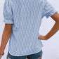 Ruffled Notched Short Sleeve T-Shirt