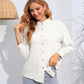 Mock Neck Buttoned Long Sleeve Shirt