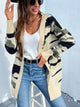 Camouflaged Dropped Shoulder Open Front Cardigan Green Camouflage