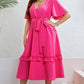 Belted Frill Trim Flutter Sleeve Dress