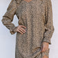 Leopard V-Neck Long Sleeve Dress