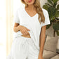 V-Neck Short Sleeve Top and Drawstring Shorts Lounge Set