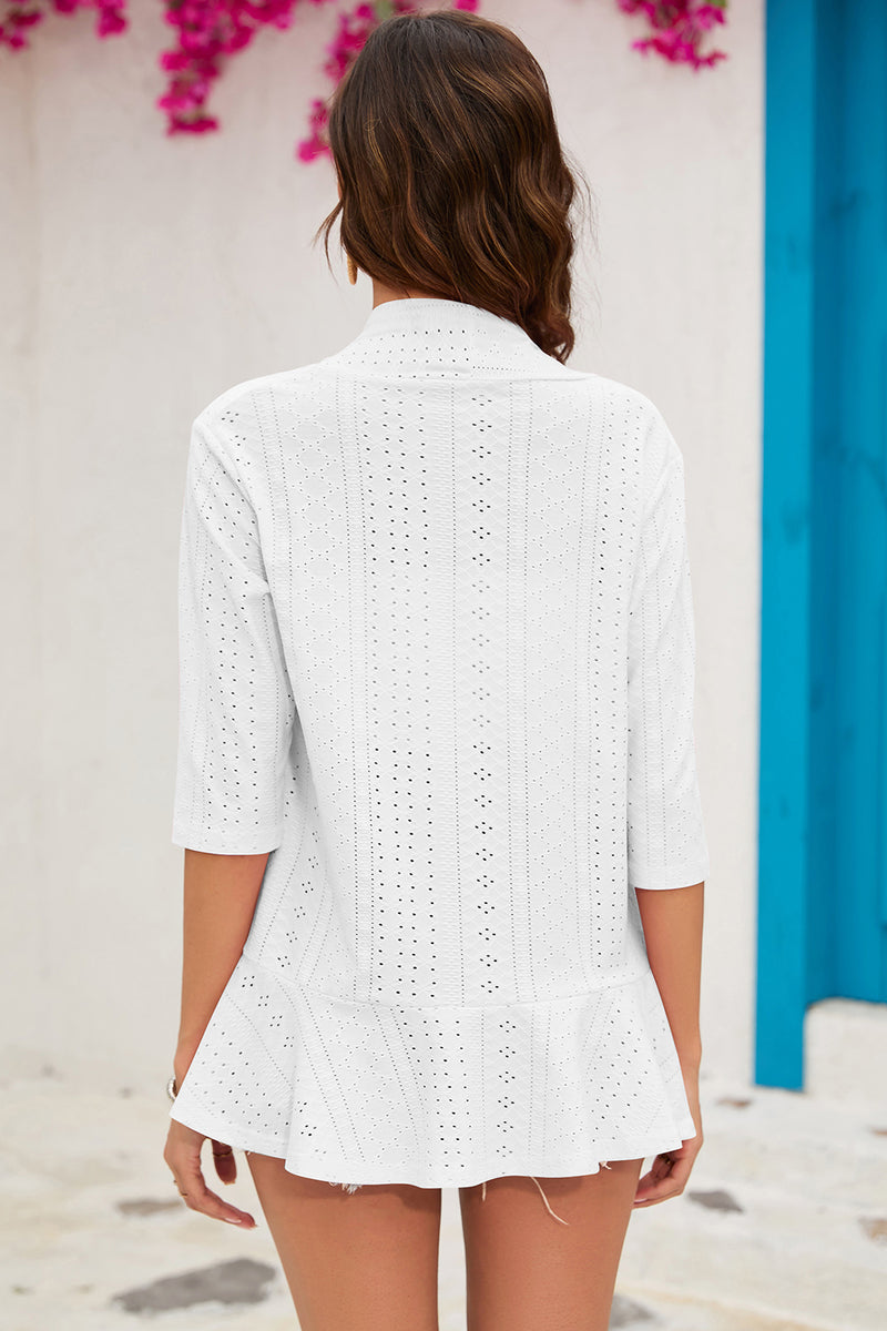 Eyelet Open Front Cardigan