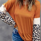 Leopard Long Sleeve Round Neck Sweatshirt