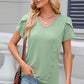 Decorative Button V-Neck Short Sleeve T-Shirt