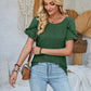 Frill Round Neck Petal Sleeve Blouse