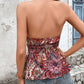 Backless Printed Halter Neck Tank