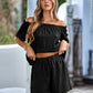 Full Size Off-Shoulder Short Sleeve Top and Tied Shorts Set