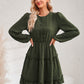 Swiss Dot Lace Trim Balloon Sleeve Dress