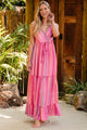 Printed Surplice Maxi Cami Dress Pink