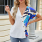 Printed Surplice Short Sleeve Blouse