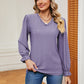 V-Neck Flounce Sleeve Blouse