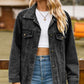 Buttoned Collared Neck Denim Jacket with Pockets