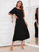 Round Neck Cutout Half Sleeve Dress Black