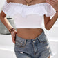 Honey Off-Shoulder Ruffled Cropped Top