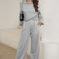 Round Neck Long Sleeve Top and Pants Set