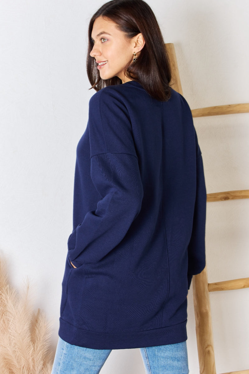 Zenana Oversized Round Neck Long Sleeve Sweatshirt