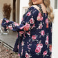 Plus Size Floral Flounce Sleeve Blouse