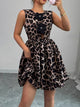 Leopard Print Sleeveless Fit and Flare Mini Dress Chocolate