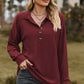 Half Button Dropped Shoulder Blouse