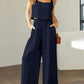 Square Neck Top and Wide Leg Pants Set