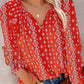 Printed Tie Neck Long Sleeve Blouse