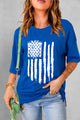 US Flag Round Neck Short Sleeve T-Shirt Royal Blue