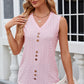 Decorative Button Eyelet V-Neck Tank