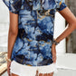 Devine Printed Ruffled Mock Neck Blouse