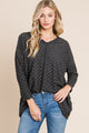 BOMBOM Checkered Long Sleeve V-Neck T-Shirt Charcoal