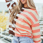 Striped Round Neck Long Sleeve Sweatshirt