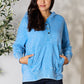 Zenana Half Snap Long Sleeve Hoodie with Pockets