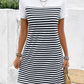 Striped Round Neck Short Sleeve Mini Tee Dress