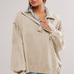 Exposed Seam Side Slit Long Sleeve Sweatshirt