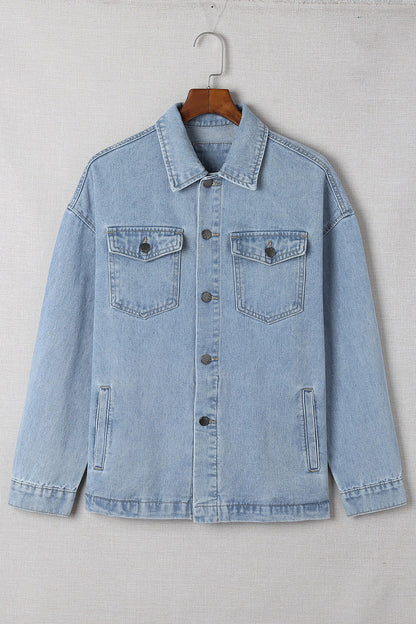 Button Down Collared Denim Jacket