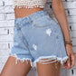 Distressed Raw Hem Denim Shorts