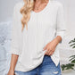 Lovelet Textured Round Neck Three-Quarter Sleeve Blouse