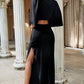 Cutout Split Puff Sleeve Maxi Dress