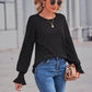 Round Neck Flounce Sleeve Blouse