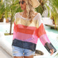 Color Block Openwork Boat Neck Cover Up