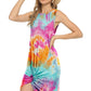 Tie-Dye Twisted Round Neck Sleeveless Dress