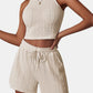 Textured Round Neck Top and Shorts Set