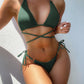 Textured Halter Neck Tie Side Bikini Set