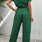 Round Neck Short Sleeve Top and Pants Set