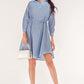 Full Size Striped Quarter-Button Roll-Tab Sleeve Shirt Dress