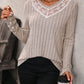 Lace Detail V-Neck Long Sleeve T-Shirt