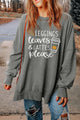 Round Neck Dropped Shoulder LEGGINGS LEAVES LATTES PLEASE Graphic Sweatshirt Dark Gray