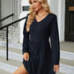 V-Neck Long Sleeve Mini Dress